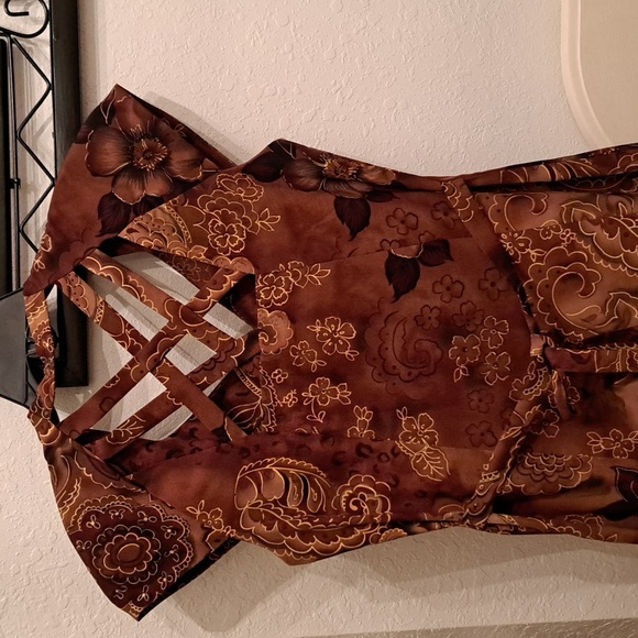 J.B.S LTD Vintage floral dress Womens Vintage 10 Brown Maxi - Picture 5 of 11